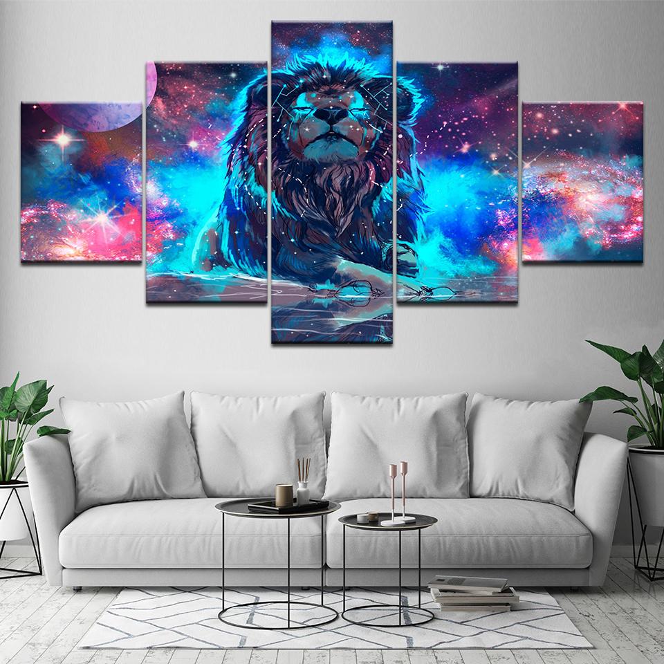 Canvas Painting Nebula Lion 5 Pieces Canvas Wall Art Painting  Modular Wallpapers Poster Print for living room Home Decor