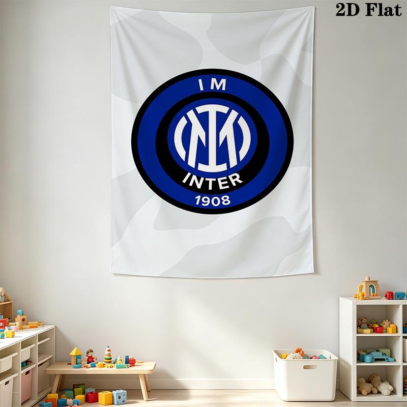 Inter Milan Logo Wallpaper Threepiece Set 1 Duvet Cover 2 Pillowcase Without Core Soft And Comfortable Duvet Cover And Pillowcase