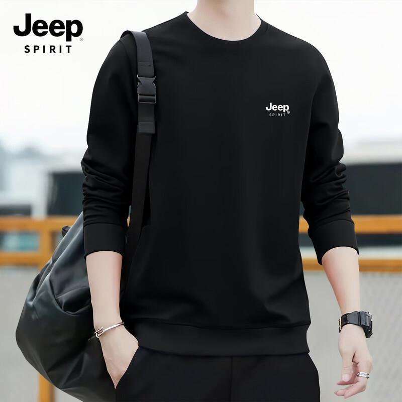 JEEP SPIRIT Men's 2025 Fall 3D Logo Round Neck Sweatshirt