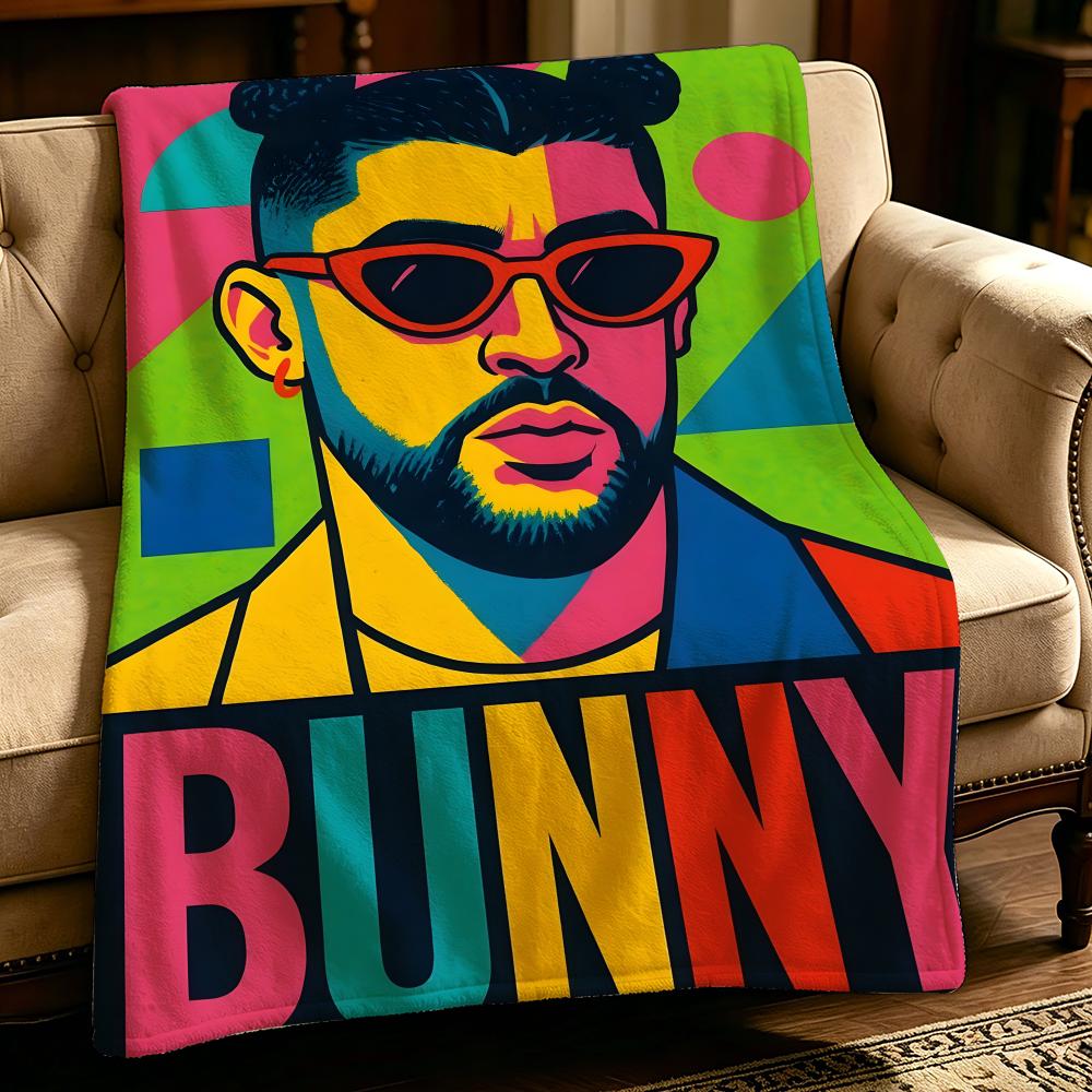 Music B-Bad Bunny-y Throw Thick Comfort Flannel Quilt, Multi-scene Use Indoor Outdoor Daily Nap