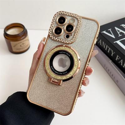 Lüks Elmas çerçeve manyetik halkalı telefon kılıfı iPhone 15 Pro Max 14 13 12 Pro 11 her şey dahil Kadın kılıfları