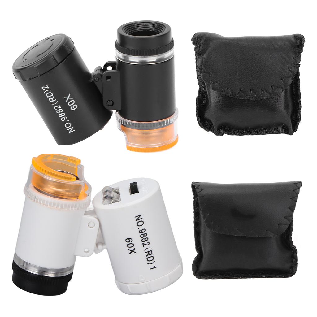 60X miniaturní zvětšovací lupa Přenosná pokladní lupa Detektor LED Light Pocket Microsc