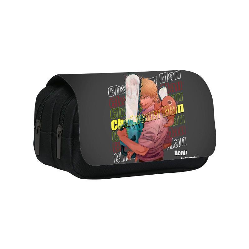 Denji Chainsaw Man Pencil Case Large Capacity Nylon Material Travel School