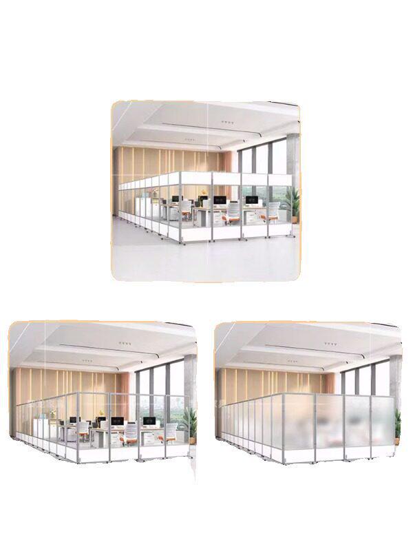 Office Frosted Acrylic Mobile Partition: Foldable Transparent Sliding Screen