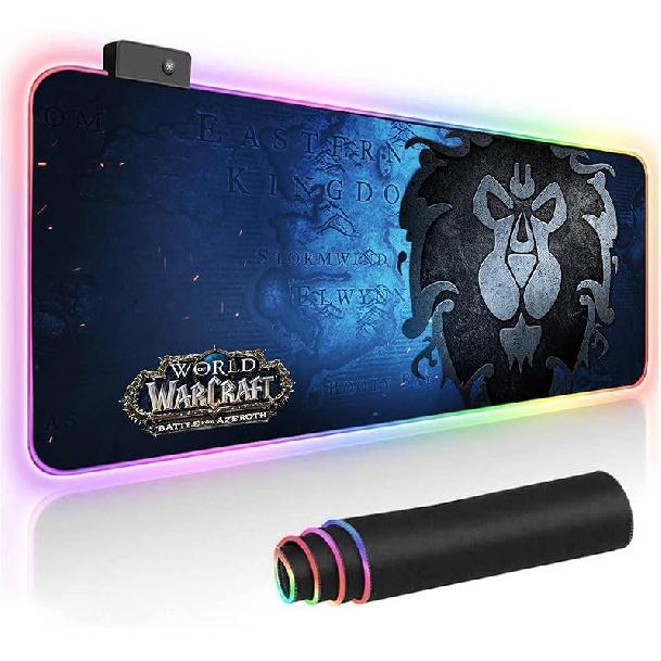 Horde RGB Мягкий Игровой Коврик для Мыши Большой Негабаритный Светящийся LED Расширенный Коврик для Мыши Нескользящая Резиновая Основа Коврик для Компьютерной Клавиатуры 31.5X 11.8 дюймов Alliance
