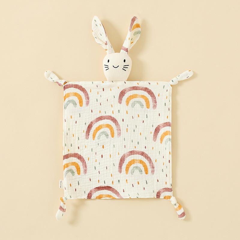 Baby Animal Cotton Swaddle With Plush Rabbit Toy For Sleep And Comfort