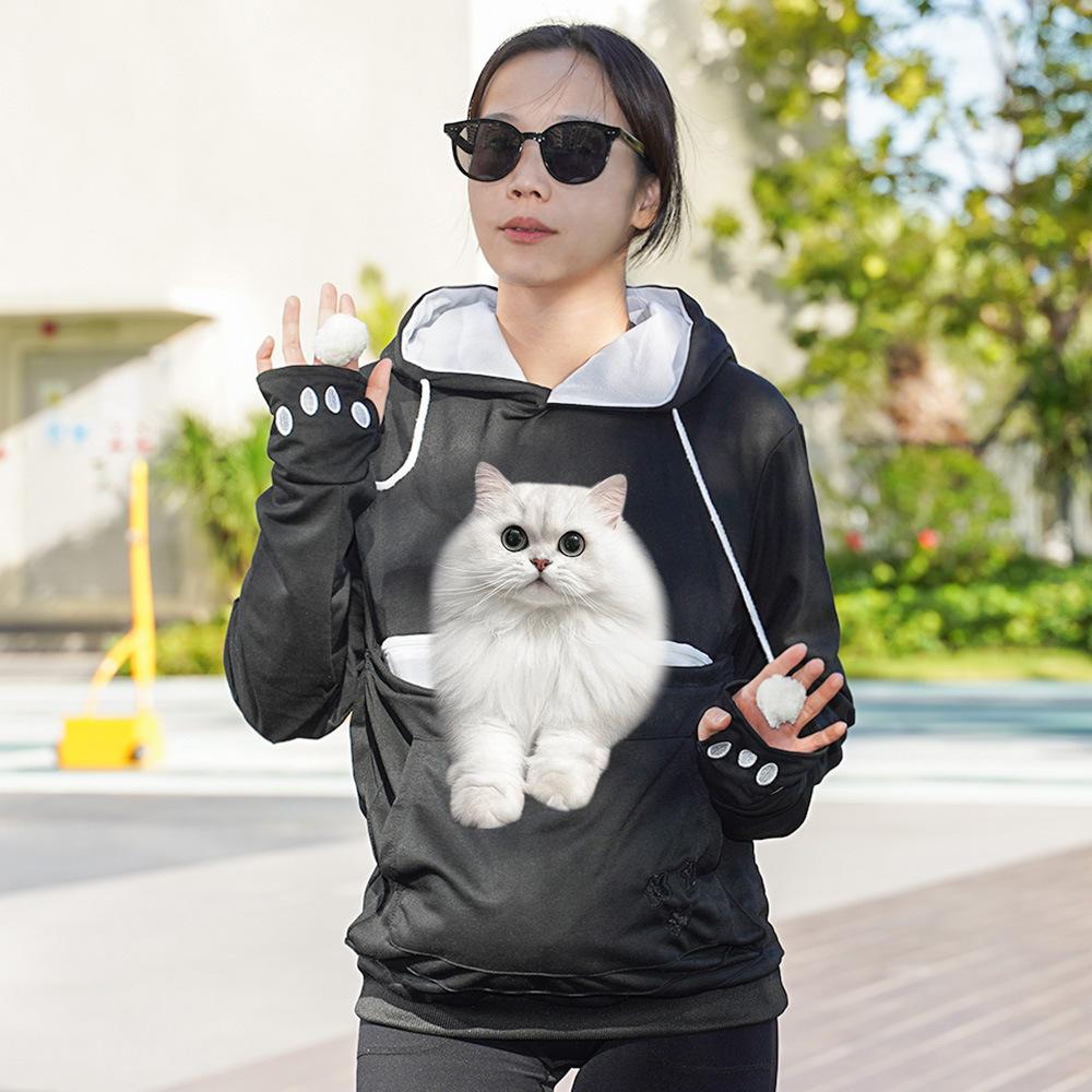 Autumn and Winter European and American Women's Clothing Pet Cat Parent-child Clothing Casual Pullover Sweater Hooded Dog Dog Jacket Men's Clothing