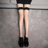 Sexy over the knee red edge black silk half socks women's medium length high tube thighs pure desire ultra-thin JK non-slip