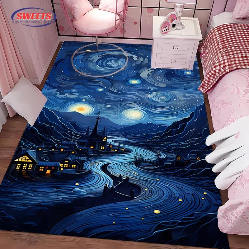 

Загадочный Красивый Ковер Звездное Небо, Выбор для Гостиной Спальни Офисной Зоны Детской Комнаты, Нескользящий Машинная Стирка 40x60cm (16x24in)
