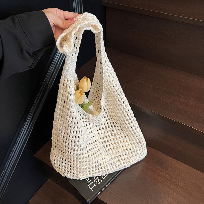 

Креативные сумки через плечо большой вместимости, повседневные простые сумки, винтажные многофункциональные плетеные сумки-тоут для покупок, пляжная сумка 38x14x35cm бежевый