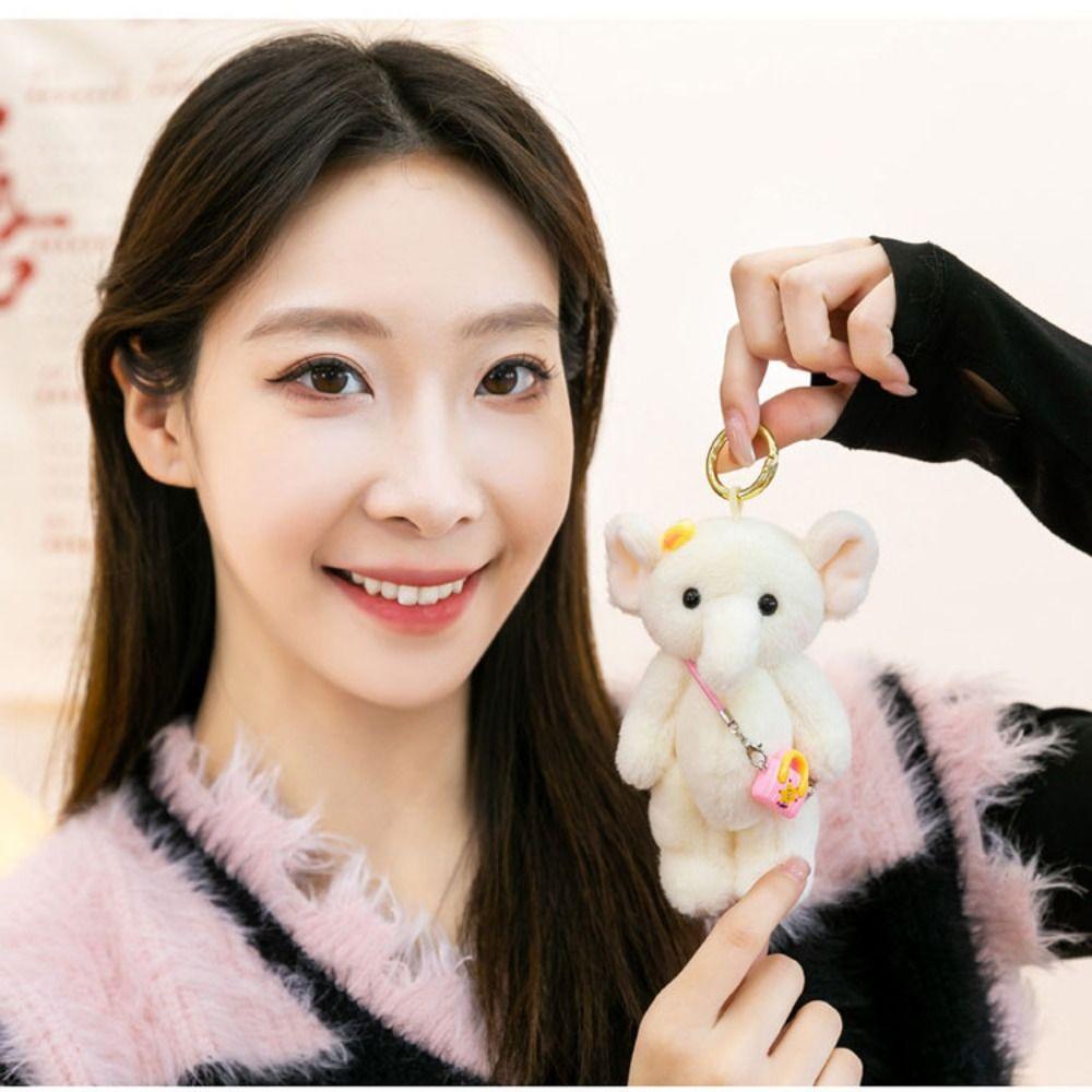 Anti-lost Elephant Plush Toy Cartoon Elephant Plush KeyChain Elephant Backpack Pendant  Bag Pendant