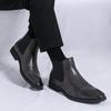 Men’s High Chelsea Boots Dress Formal Black Leather Ankle Boots Tuxedo Wedding Shoes Plus Size
