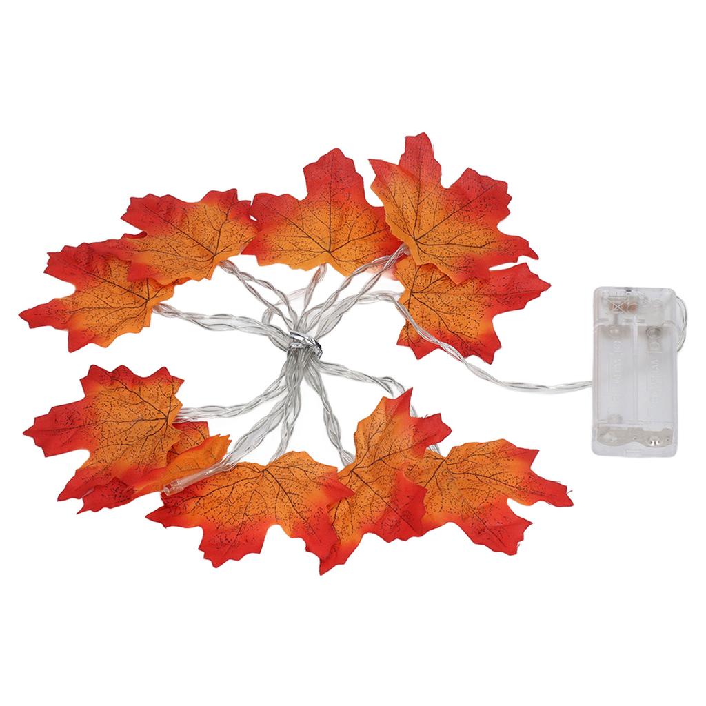 Maple Leaves String Lights with 10 LED Bulbs Battery Operated Fall Garland Lights for Halloween Thanksgiving
