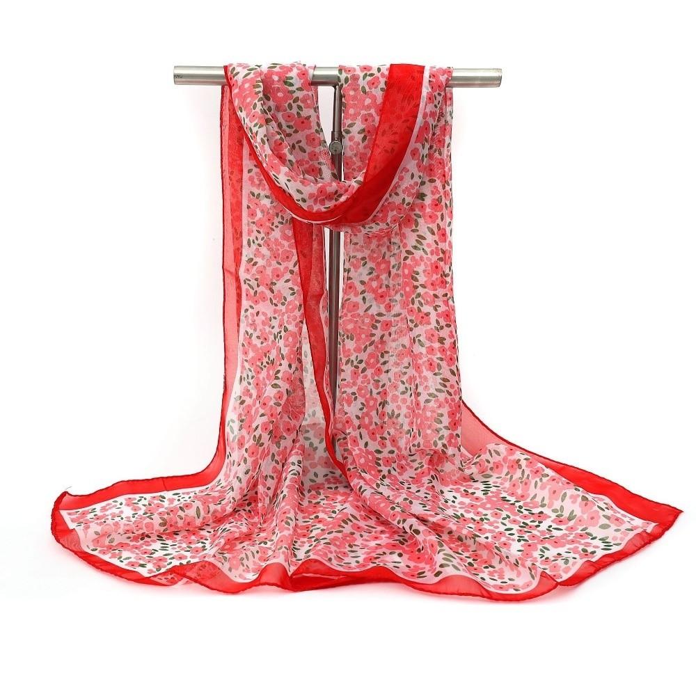 Long Chiffon Scarf Floral Print Female Wrap Shawls New Sunscreen Shawl  Women's Fashion