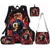 Set Zaino con Motivo Stella del Calcio 1/2/3/4/5 PZ – Zaino Casual di Grande Capacità con Pochette e Borsa Tote Abbinate, Perfetto per l'Uso Quotidiano