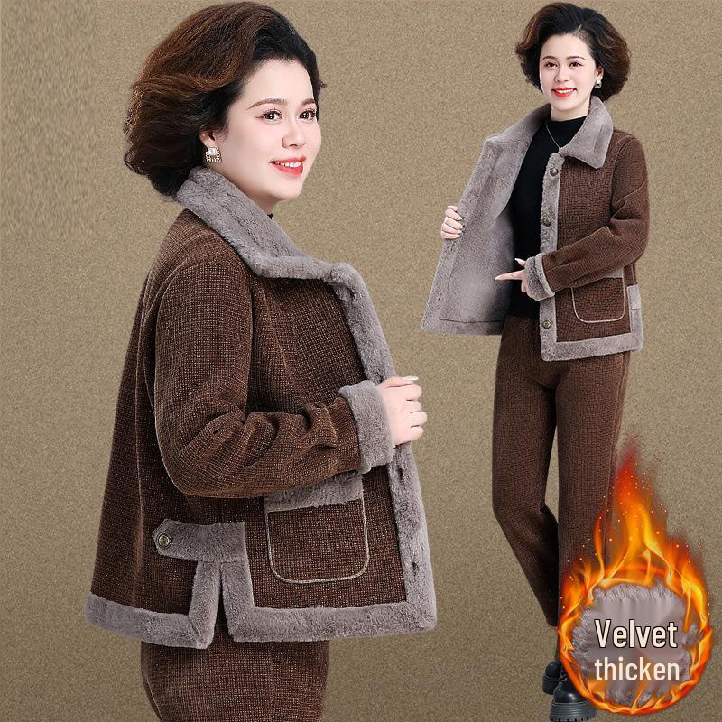 

Trendy 2024 Women s Plus Velvet Sportswear Set: Autumn/Winter Sweatshirt Two-Piece 4XL (suitable for 145-160 jin)