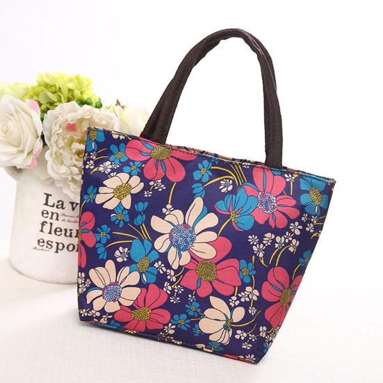 Yousheng Floral Tote Bag Reusable Oxford Cloth Shopping Tote Stylish Handbag Purse for Women Commuting Picnic Camping