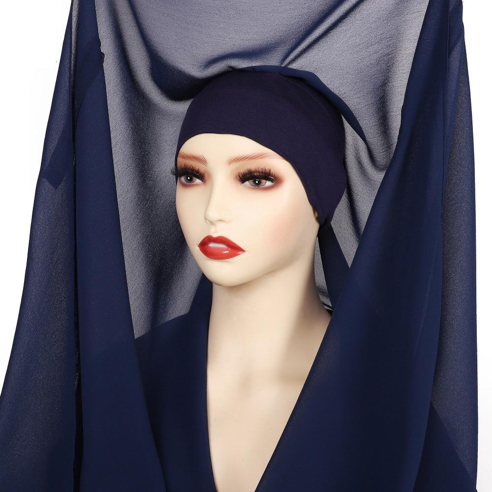 2in1 Instant Chiffon Hijab Scarf Bulit-In Magnets Islamic Head Wrap Female Musulman Bandana Women