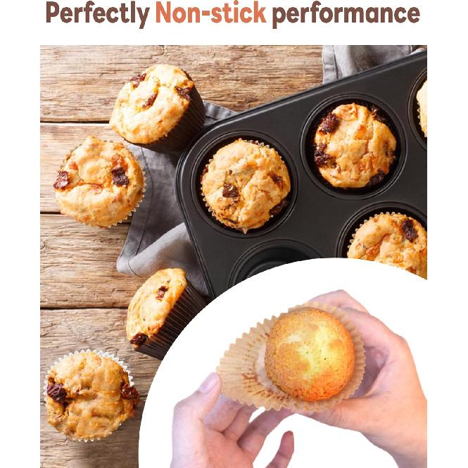 Non-stick 200pcs Standard Cupcake Liners for Baking, Natural, Food-grade Cupcake Wrapper, Greaseproof Parchment Muffin Liners