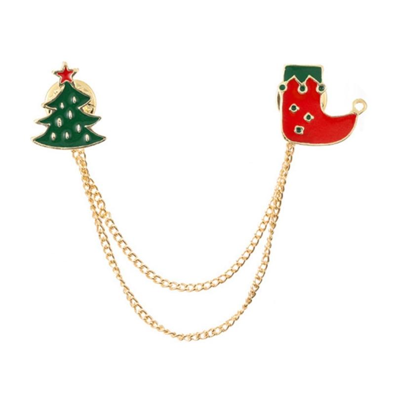 

Санта Ёлка Венок Подарок Брошь Кисточки Цепочка Значки на лацкан Рождественские значки Зажим для одежды Праздничный аксессуар для женщин девушек 1