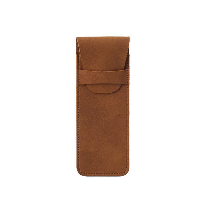 Vintage Leather Pen Case Pocket Pen Pouch Pen Sleeve Mini Stationery Organizer Bag For Students Office Women Men Business Travel