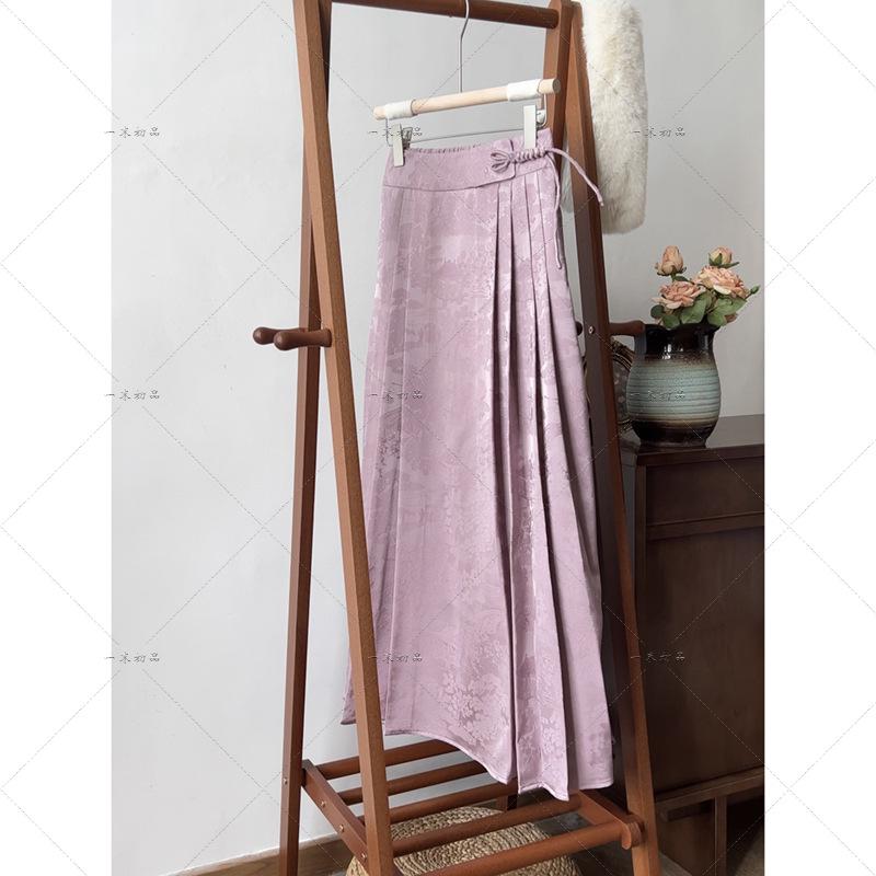

5508 Like Smoke High-Waisted Chinese Style Velvet Skirt - Elegant Autumn/Winter Wear Small