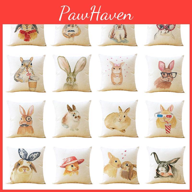 Adorable Rabbit Pillowcase Sofa Throw Pillows Cover With Animal Print For Cozy Home Decor
