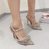 Glitzer Strass Design Luxus High-Heel Sandalen Damen Sommer PVC Klar Pumps Sexy Schleife KRISTALL Spitzschuh High Heels