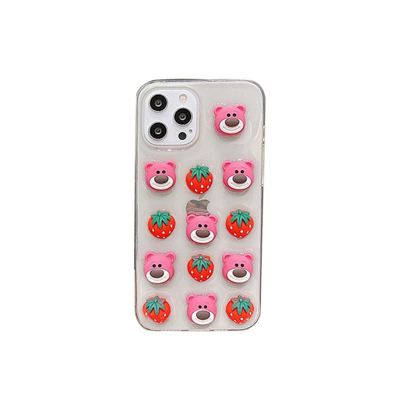 For Iphone 17 Pro Cartoon Drip Glue Phone Case Apple 16 Plus Bear 15 Transparent 14 Glitter 13