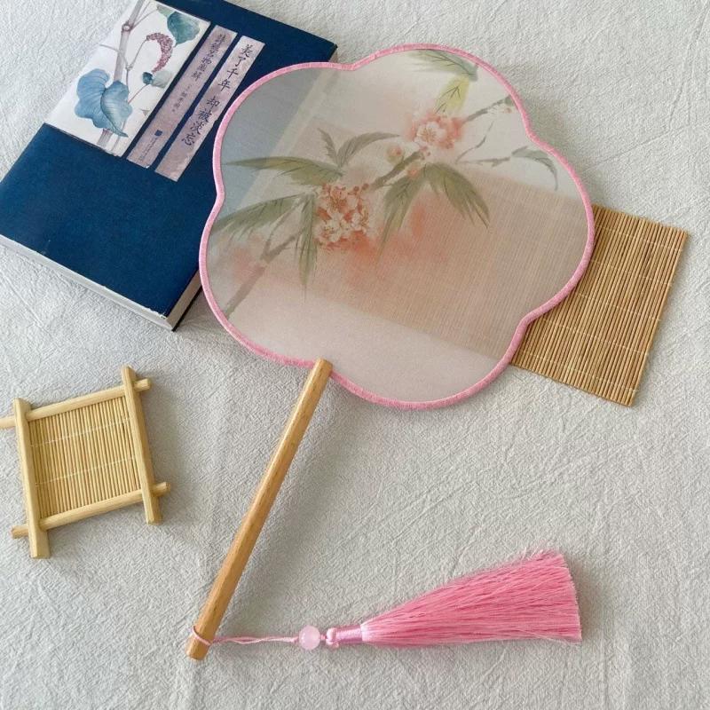 New Style Ancient-Style Semi-Transparent Round Fan for Dance, Hanfu Traditional Round Fan, Retro Classical Dance Chinese-Style Fan