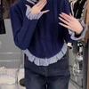 Sweater Women's Autumn and Winter Cardigans Sense Niche Fake Two Long Sleeved French Unique Chic Sweater Women