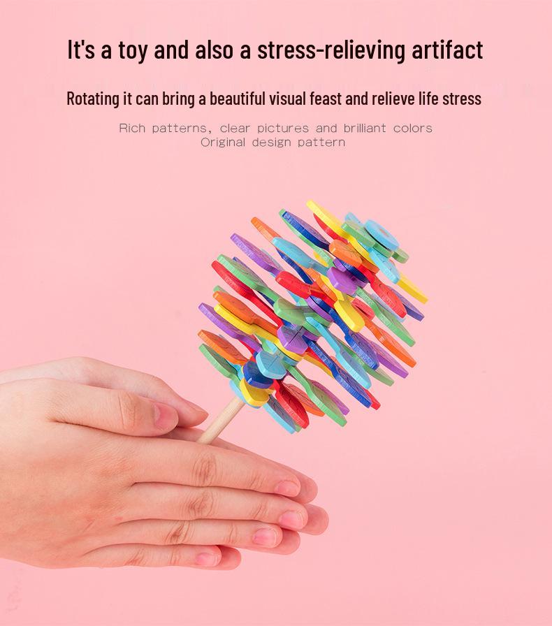 Fibonacci Sequence Wooden Spinning Top Ornament Toy