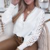 Elegant Vintage White Lace Shirt Women Long Autumn Lace Long Sleeve Crochet Blouse Women Hollow Tops Shirts Female 23338