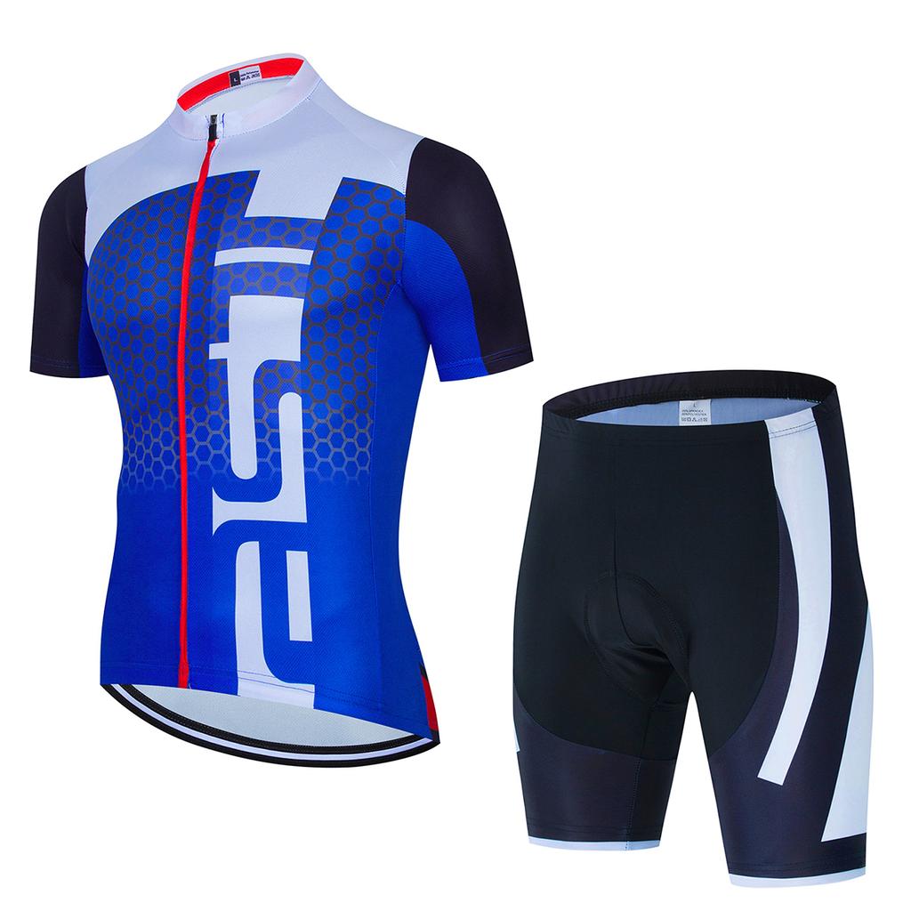 2025 Men's Team Cyhing Short Sleeve Bicycle Shirt Road  Summer Bike Suit  Wear Ropa Mcling Jersey Set Blue Clotaillot