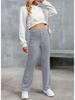 2024 Women's High-Waist Casual Straight Pants with Elastic Belt & Multiple Pockets