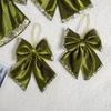 Green Christmas Bowknot Hanging Decoration Sequin Velvet Long Hanging Ribbon Sequin Bowknot Ornament Photo Props Multi-size