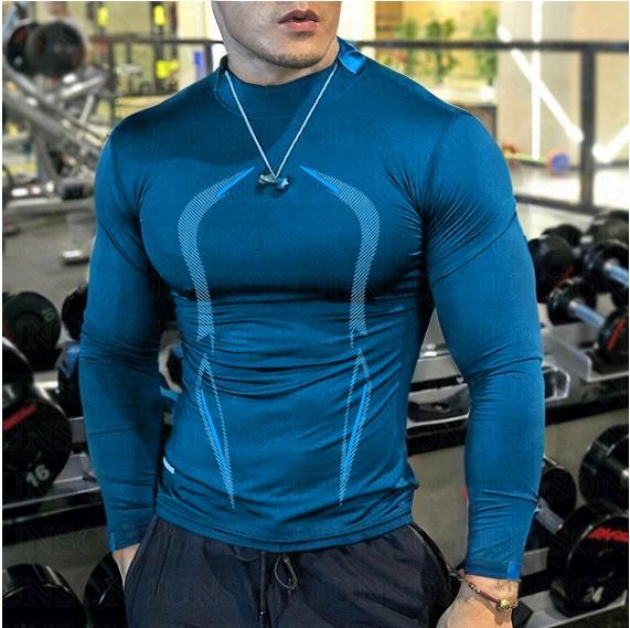 

Мужская спортивная одежда, приталенная дышащая, тонкая, быстросохнущая, удобная, для бега, тренировок, фитнеса, толстовка с длинными рукавами 5XL королевский синий