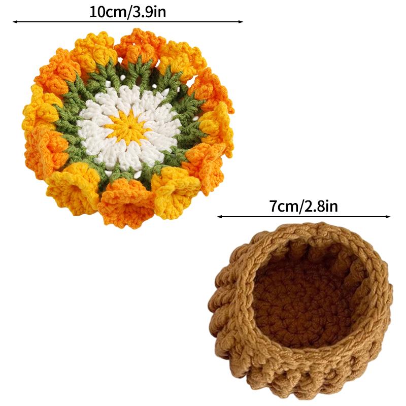Rose Bouquet Coaster Crochet Flower Placemat Hand Woven Bouquet Cupmat Home Desktop Plant Decor Ornaments Birthday Wedding Gift