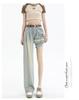 Korean Style High Waist Wide Leg Jeans - Women's Retro Pleated Loose Straight-Leg Pants for Spring & Autumn