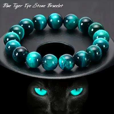 Boheemse Blauwe Tijgeroog Kralen Armband - 8mm Natuursteen Aantrekking van Rijkdom & Succes, Unisex Dagelijks Gebruik & Sieraden voor Speciale Gelegenheden