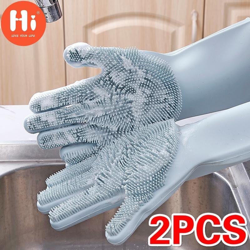 

Hi силиконовые кухонные перчатки для мытья посуды Magic Scrubber резиновые перчатки для мытья посуды Hi