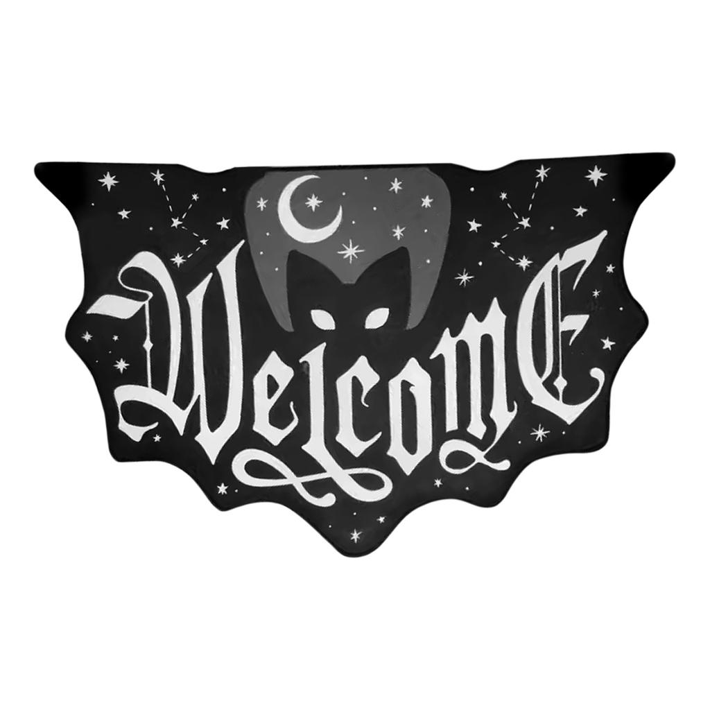 Halloween Terror Crystal Velvet Floor Mat, Bats Pumpkin, Entry Entrance, Entrance Floor Mat