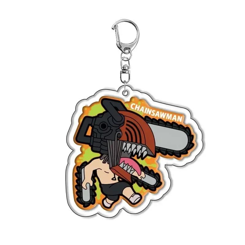 Anime Chainsaw Man Keychain Pochita Makima Cartoon Acrylic Bag Tag Keyrings Cos Trendy Gift