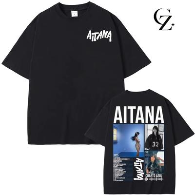 Zangeres Aitana Cuarto Azul Tour 2026 Print T-shirt Mannen Vrouwen Hip Hop Fans Kleding Korte Mouw T-shirts Tops Puur Katoen T-shirt