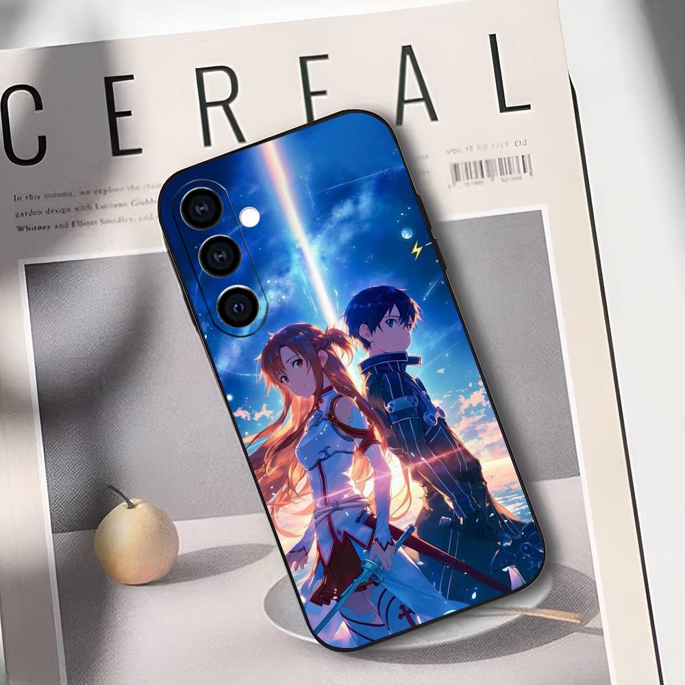 

A-Asuna K-Kirito Phone Case For Samsung Galaxy A73,A72,A71,A70,A53,A52,A51,Soft Silicone Black Cover Samsung a11