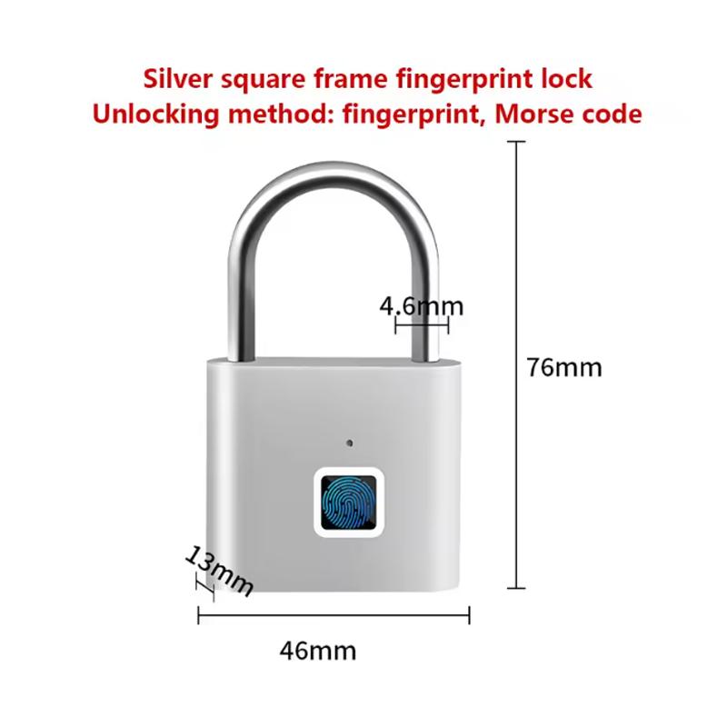 Portable Biometric Padlock Intelligent Fingerprint Unlock Outdoor Waterproof and Rust-Resistant Electronic Anti-Theft Lock