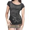 Damen T-Shirt, Kurzarm Rundhals Print Lässig Straße Party Frühling Sommer Schwarz Oberteile