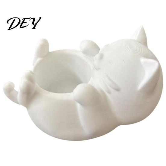 Creative Gift for Girls 3D Fortune Cat Desk Storage Box, Cute Money Jewelry Organizer Multi-functional Slot Rings, Mini Planter Home Decor Figurine,