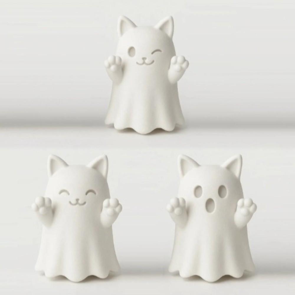 Statues Crafts Halloween Ghost Statues Miniature Models Home Decoration 3D Printing Ghost Ornament Ghost Cat PLA Plastic