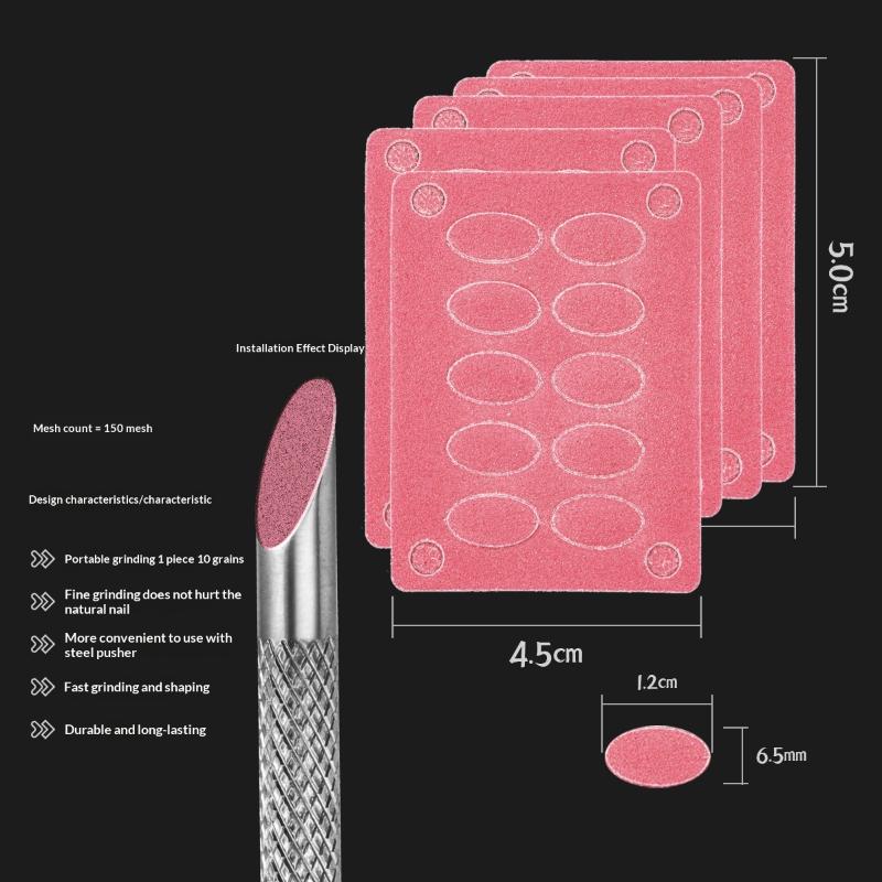 Double-Ended Nail Beveled Head Cuticle Pusher Remover Stainless Steel Cuticle Remover Manicure Sticks Nail Grinding File